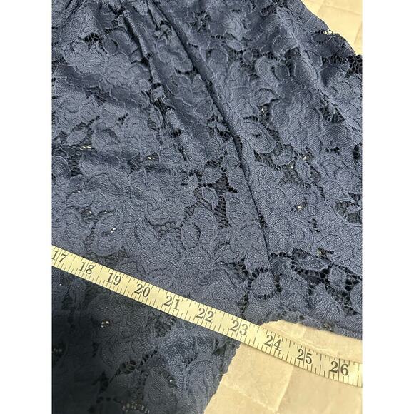 Free People Lace Blouse  Women's Size Medium Blue Eyelet Boho Top Flowy - Picture 7 of 7